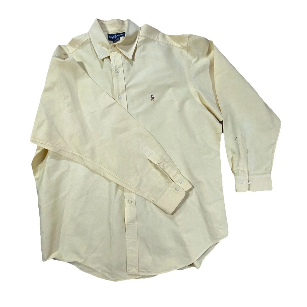 Polo Ralph Lauren Dress‎ Shirt Mens 17-35 Yellow Yarmouth Business Button Down
